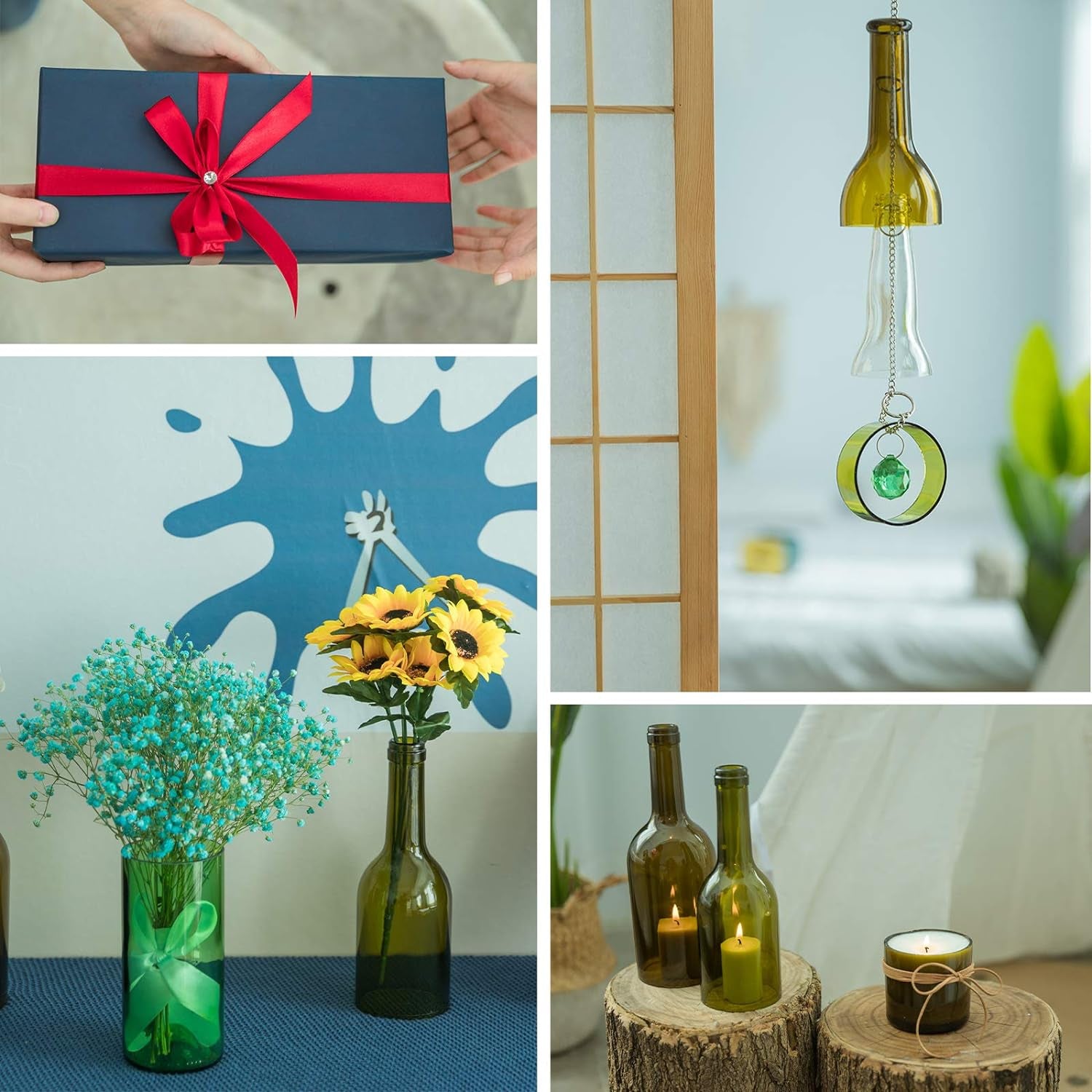 Glass Bottle Cutter, Upgraded Glass Cutter for Bottles & Glass Cutter Bundle - DIY Machine for Cutting Wine, Beer or Soda round Bottles & Mason Jars, Perfect Score Bottle Cutter