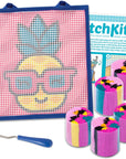 Latchkits  for Wall Hangings & Mini-Rugs - Pineapple - Craft Kit with Easy, Color-Coded Canvas, Pre-Cut Yarn & Latch Hook Tool - Perfect DIY Craft for Kids - Ages 6 and Up, Small, Multi