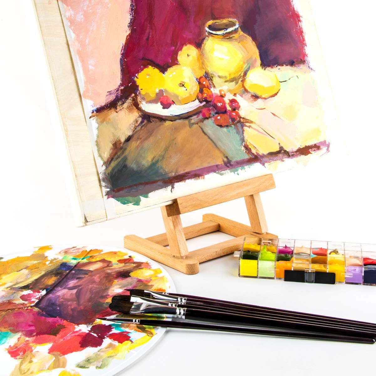 Red Sable Filbert Paint Brushes 6Pcs for Watercolor, Acrylic, Oil, Tempera and Gouache Painting
