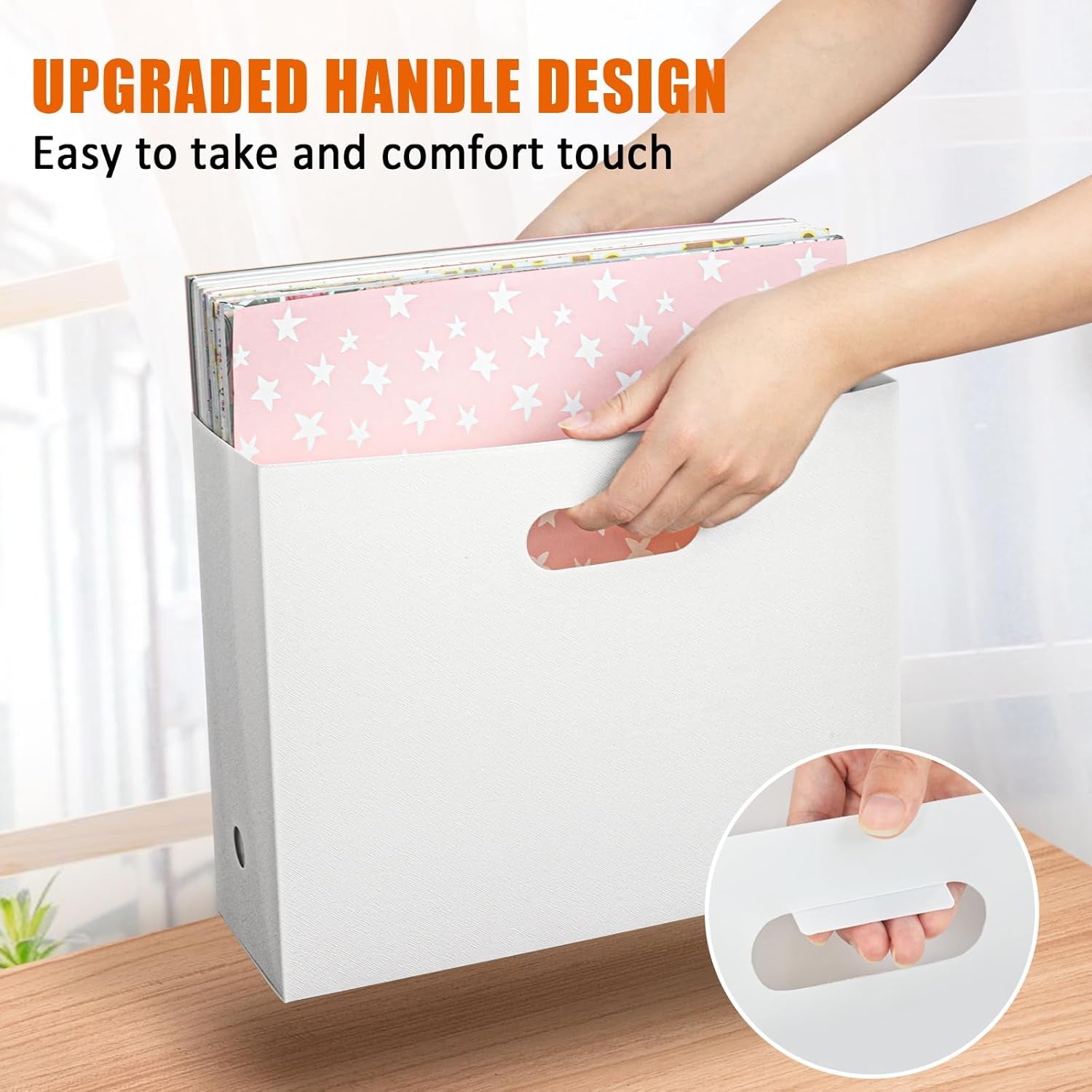 Foldable Scrapbook Paper Storage Organizer, 12X12 Scrapbook Paper Storage, Plastic File Organizer, White, 3 Pack