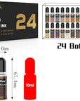 Metallic Alcohol Ink Set - 24 Metal Color Alcohol-Based Ink, Shimmer Mixatives Epoxy Resin Paint Colour Dye Great for Resin Petri Dish, Yupo, Coaster, Painting, Tumbler Cup Making(10Ml Each)