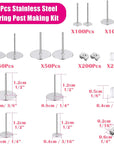 Earring Posts and Backs,  700Pcs Stud Earring Making Kit with 300Pcs Stainless Steel Earring Posts and 400Pcs Earring Backs, Earring Supplies Kit for DIY Earrings and Jewelry Making