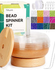 Bead Spinner Kit with 5 Quick Changed Bowls, 4.4" Clay Bead Spinner with 15,000 Beads (15 Colors) and 2 Big Eye Needles, Beading Supplies for Jewelry Making