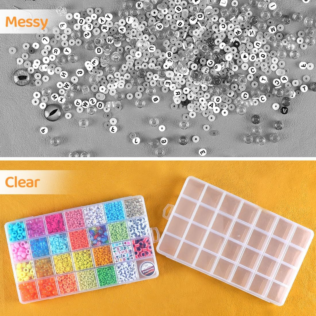 28 Grids Bead Organizer, Craft Organizers and Storage, Acrylic Organizers, Plastic Bead Organizer Box for Crafts Organizing Storing