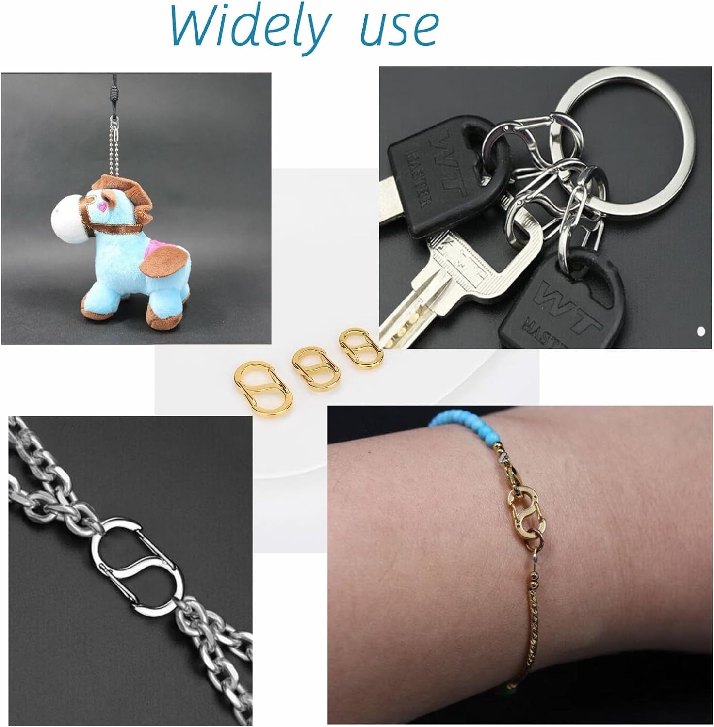 Double Opening Shortener Clasp, Necklace Clasps Connector Hooks Clips, Shortener Clasp, Hook Lock Connector for Jewelry Making 6Pcs, OL003