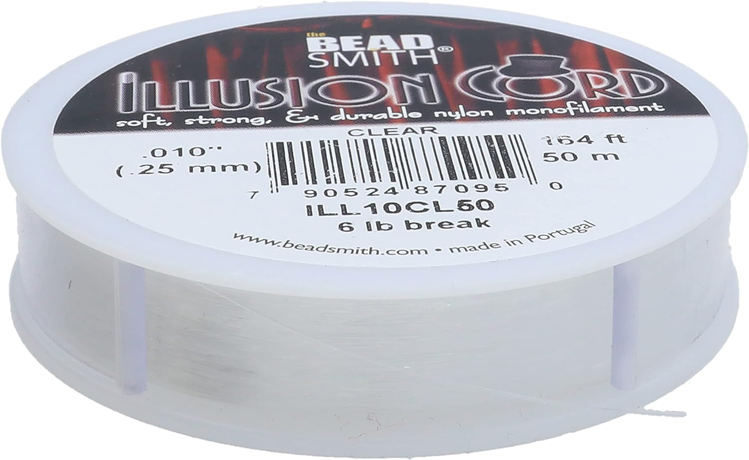 Illusion Cord – Durable Nylon Monofilament – Clear Color, 0.254Mm Diameter, 50-Meter Spool – Jewelry Making Cord for Creating Necklaces, Bracelets and DIY Crafts