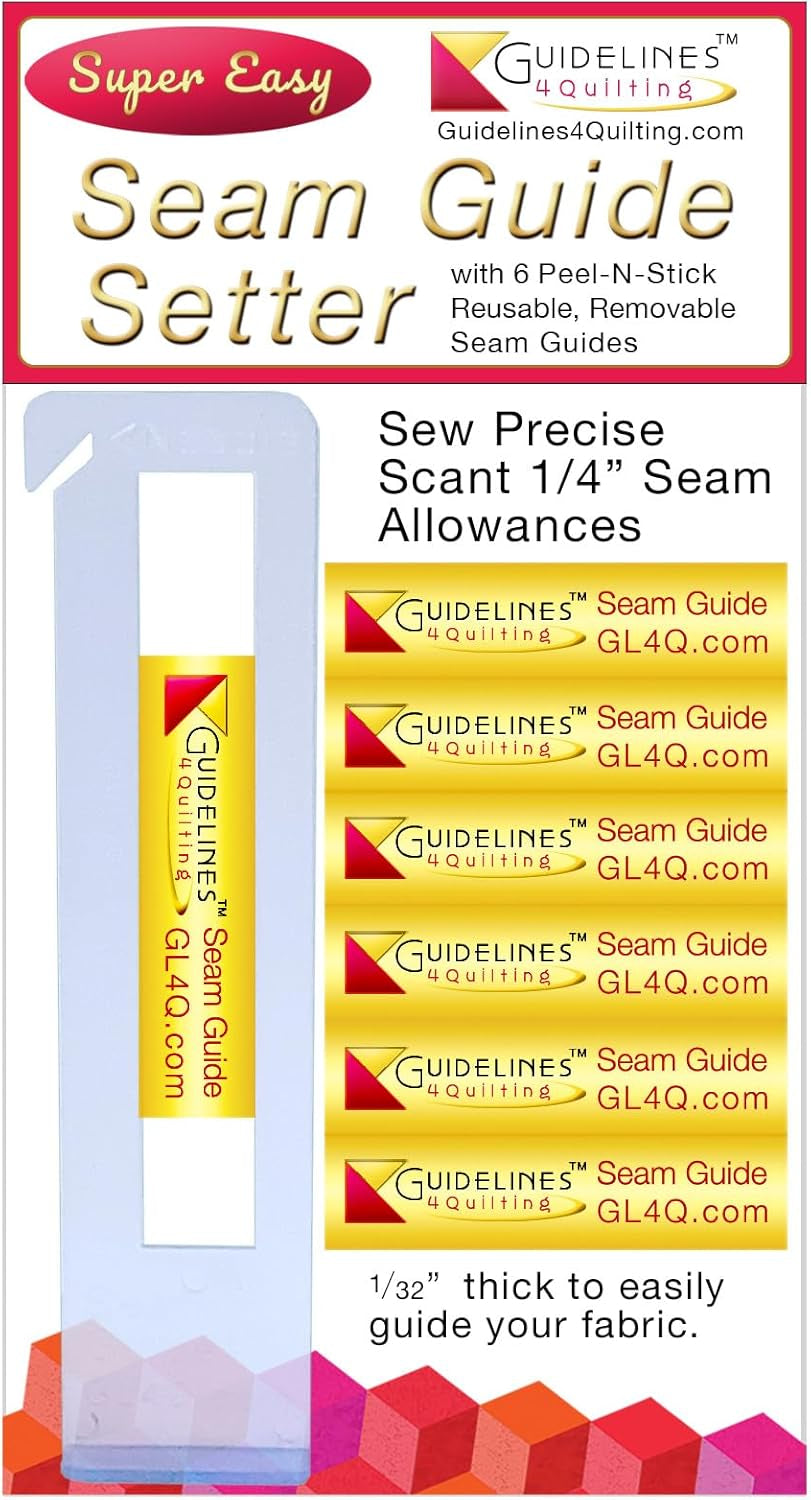 - Super Easy Seam Guide Setter - 1 Seam Guide Setter (4¾" X 1¼" X 1/16”) & 6 Seam Guides - Take the Guesswork Out of Achieving Precise ¼” Seams.