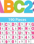 Jumbo 4" Paper Poster Letters and Numbers for Projects and Crafts, Neon Colors, 190 Pieces, Study Room