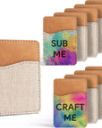 Sublimation Blanks Phone Wallet - PU Leather Card Holder for Back of Phone Stick on Iphone Android HTV Friendly DIY Blanks for Vinyl Projects (Beige Polyester Burlap)
