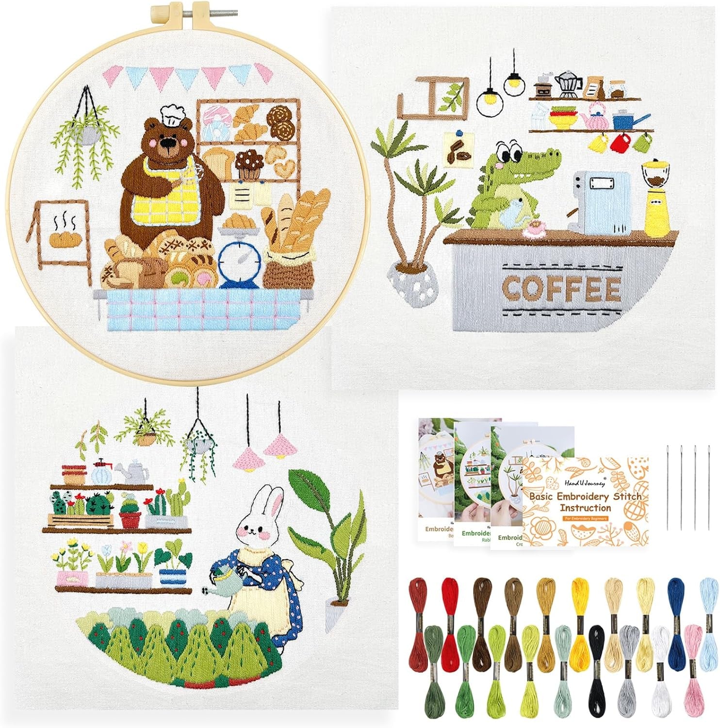 Get Started with Embroidery Basic Stitch Kit for Beginners with 28 Different Stitches and 2 Plant &amp; Home Themes - Perfect for Craft Lovers!