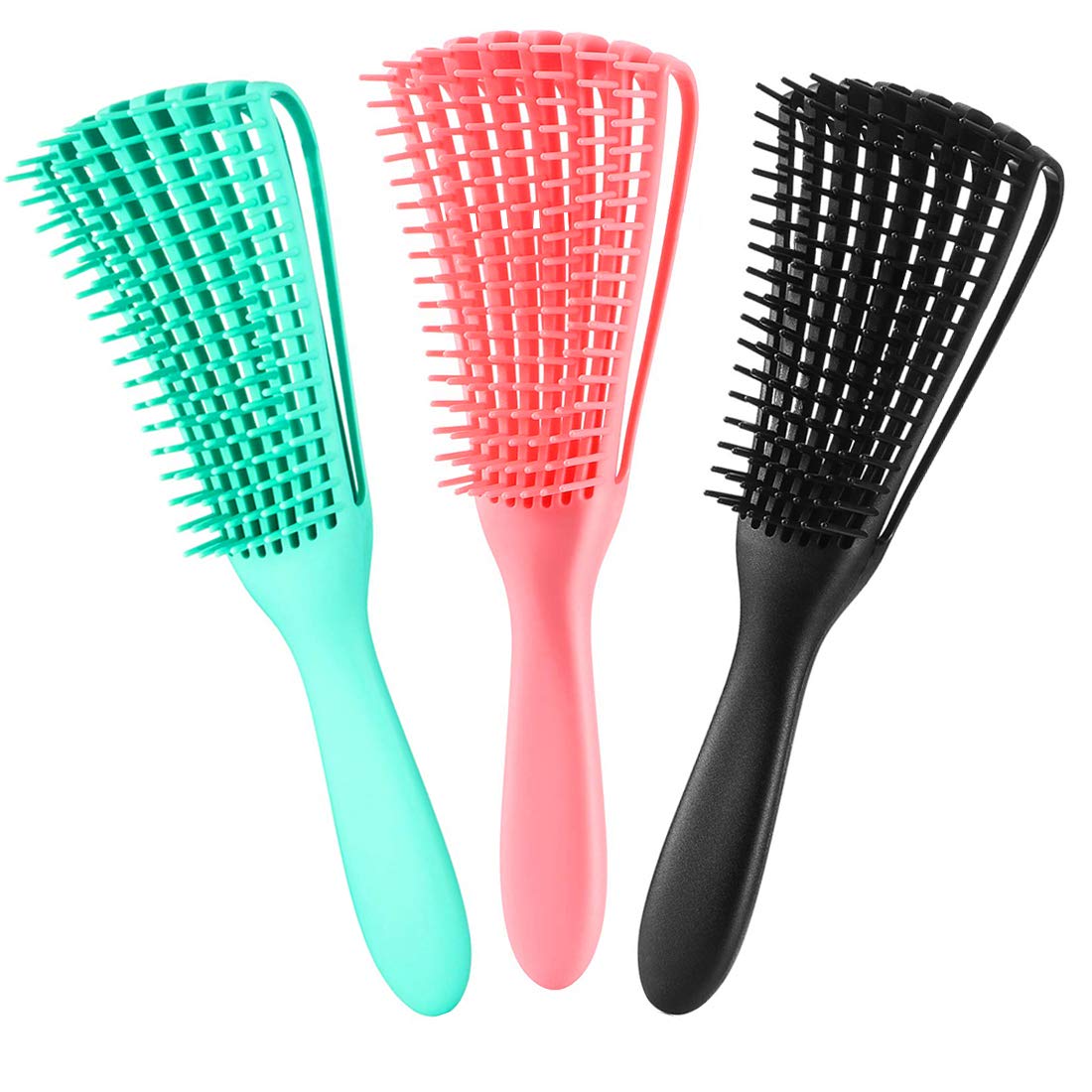 Hair Brush for Afro America/African Hair Textured 3a to 4c Kinky Wavy/Curly/Coily/Wet/Dry/Oil/Thick/Long Hair, Detangling Brush for Women (2 pcs, Pink-Black)