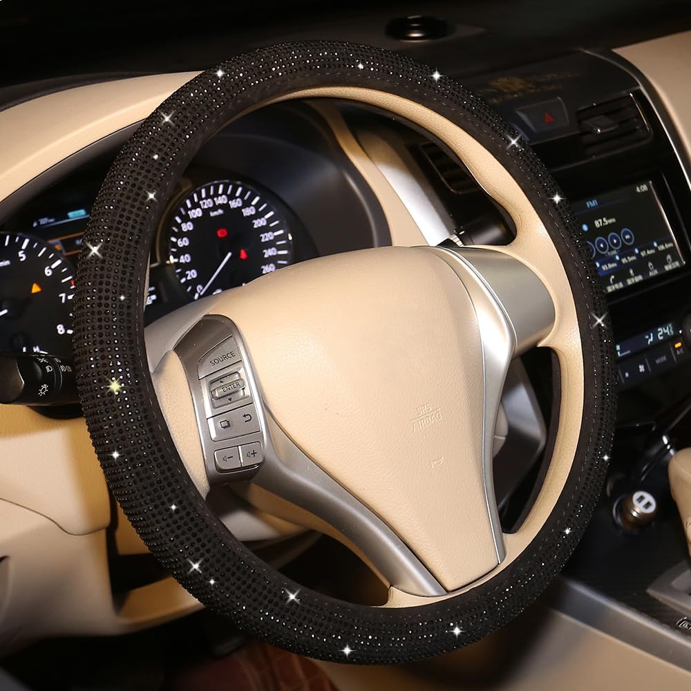 Luxury Diamond Rhinestone Steering Wheel Cover – Universal Fit &amp; Anti-Slip