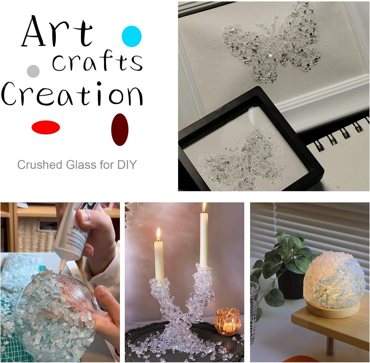 3Lb Crushed Mirror Glass for Crafts, Resin Glue Art Decorative DIY White Mirror Pieces 6-8Mm