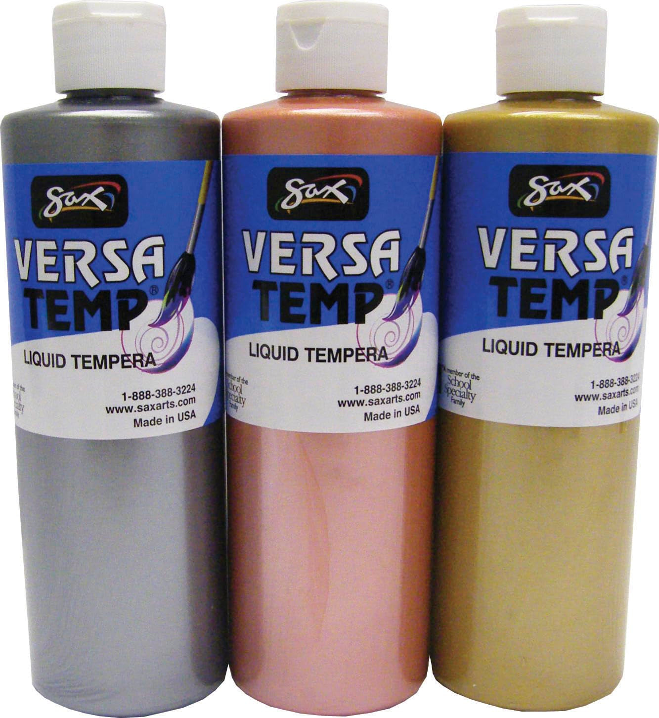 - 1440731 Versatemp Heavy-Body Metallic Tempera Paint, 1 Pint, Assorted Colors, Set of 3