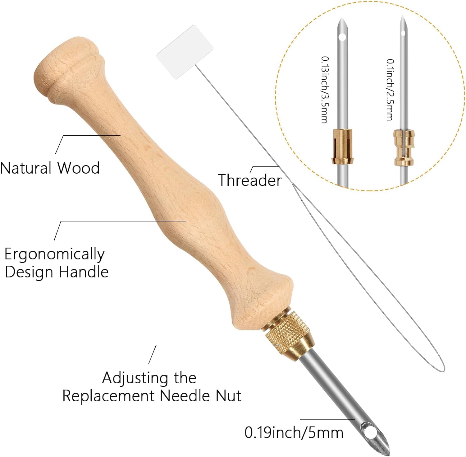 Punch Needle, Wooden Punch Needle Tool, Adjustable Embroidery Punch Needle Tool for Punch Needle, DIY Craft Stitching