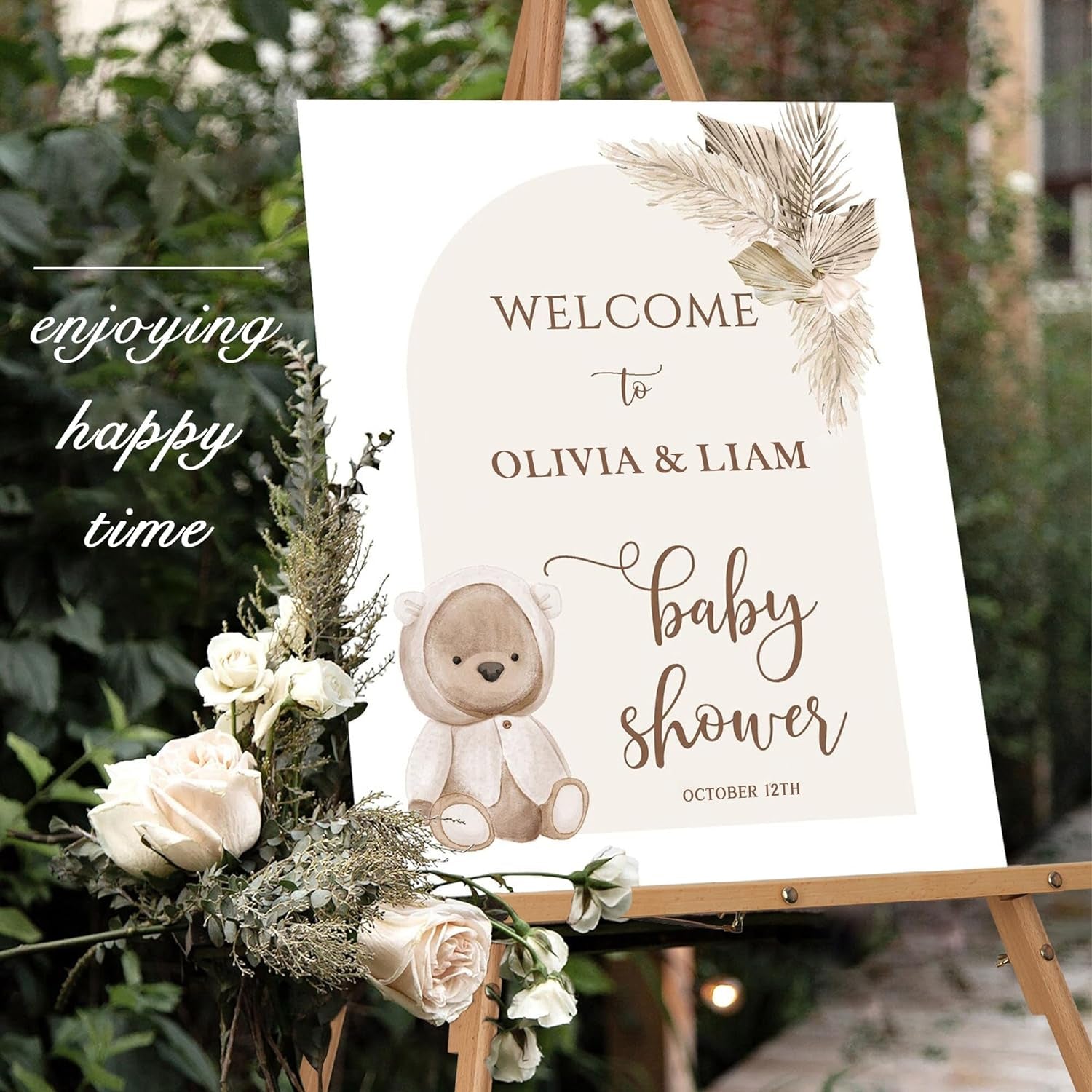 63'' Wooden Easel Stand for Wedding Sign, Picture, Painting Canvas Beech Wood Poster Stand for Display Adjustable Art Easel for Floor