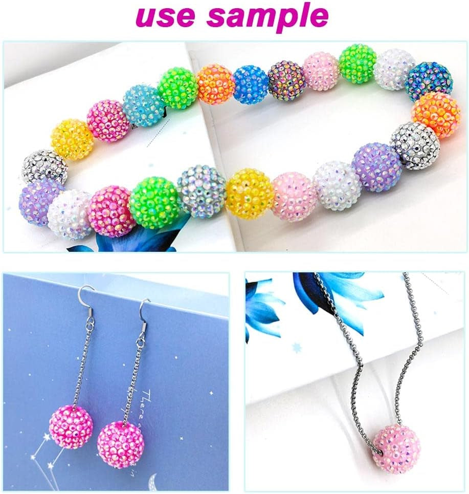 20Mm Rhinestone Beads 50Pcs Beaded Pens Beads Chunky Bubblegum Large Spacer Charms Sparkle Bling Ball Bulk Mix Colors Randomly (20Mm)
