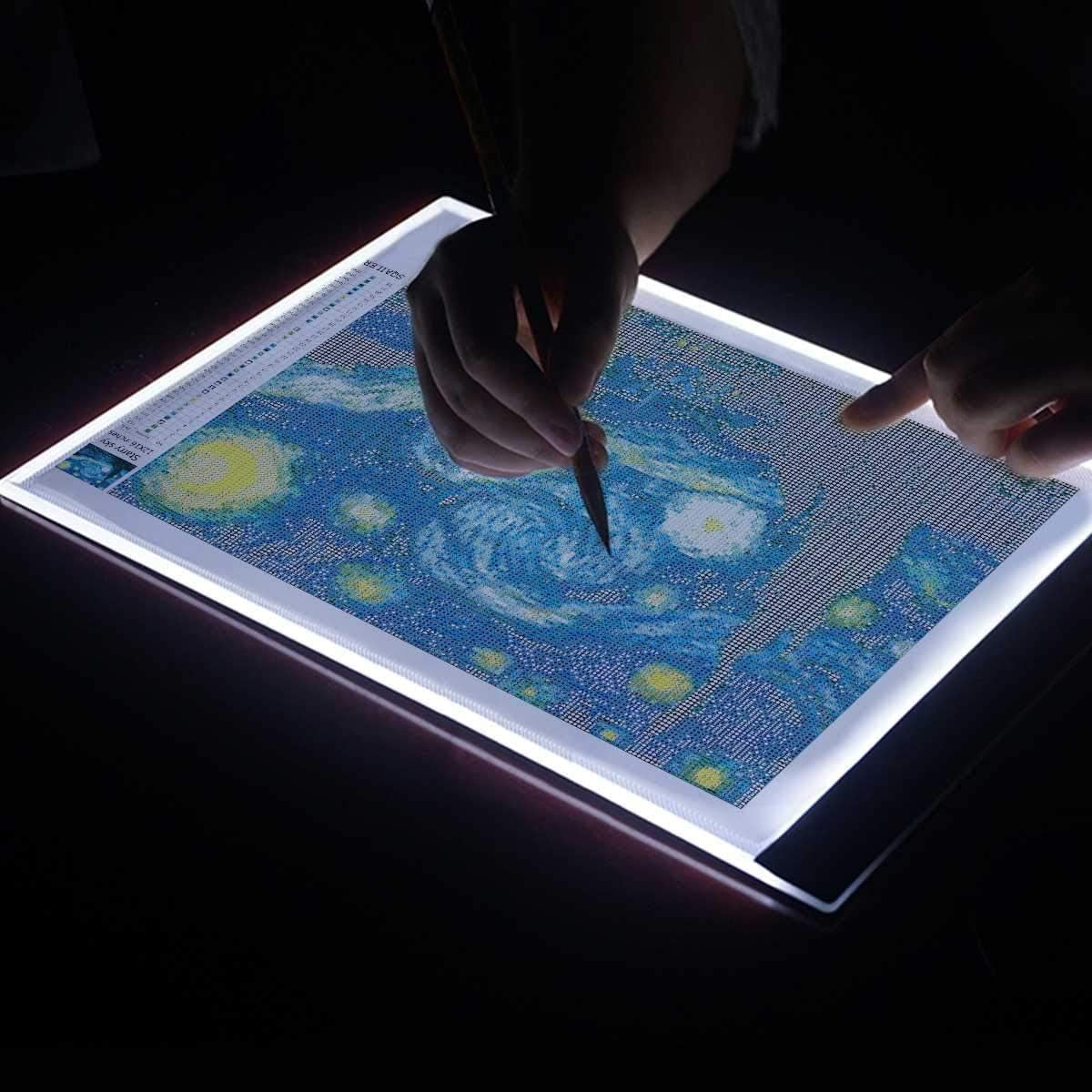 Diamond Painting A4 LED Light Pad Kit, LED Artcraft Tracing Light Table, Tools and Accessories Kit for Full Drill &amp; Partial Drill 5D Diamond Painting