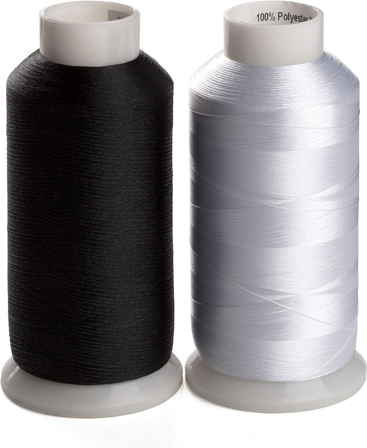 2 Bobbin Thread for Sewing and Embroidery Machine 1 Black and 1 White 5500 Yards Each - 60WT Polyester Bobbin Fill Thread Bottom Threads