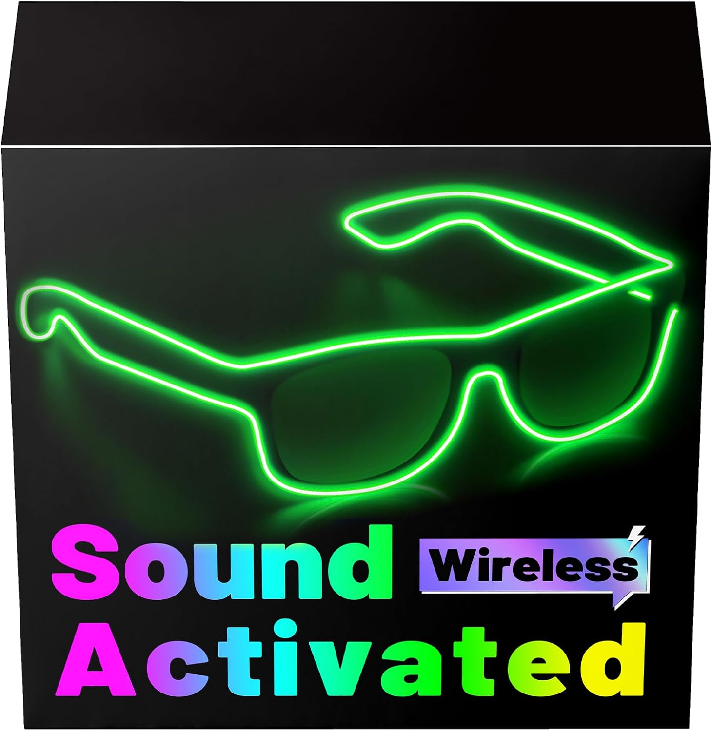 YouRfocus Sound Activated LED Wireless Light up Glasses, Neon Glasses Glow in the Dark for Rave Party, EDM