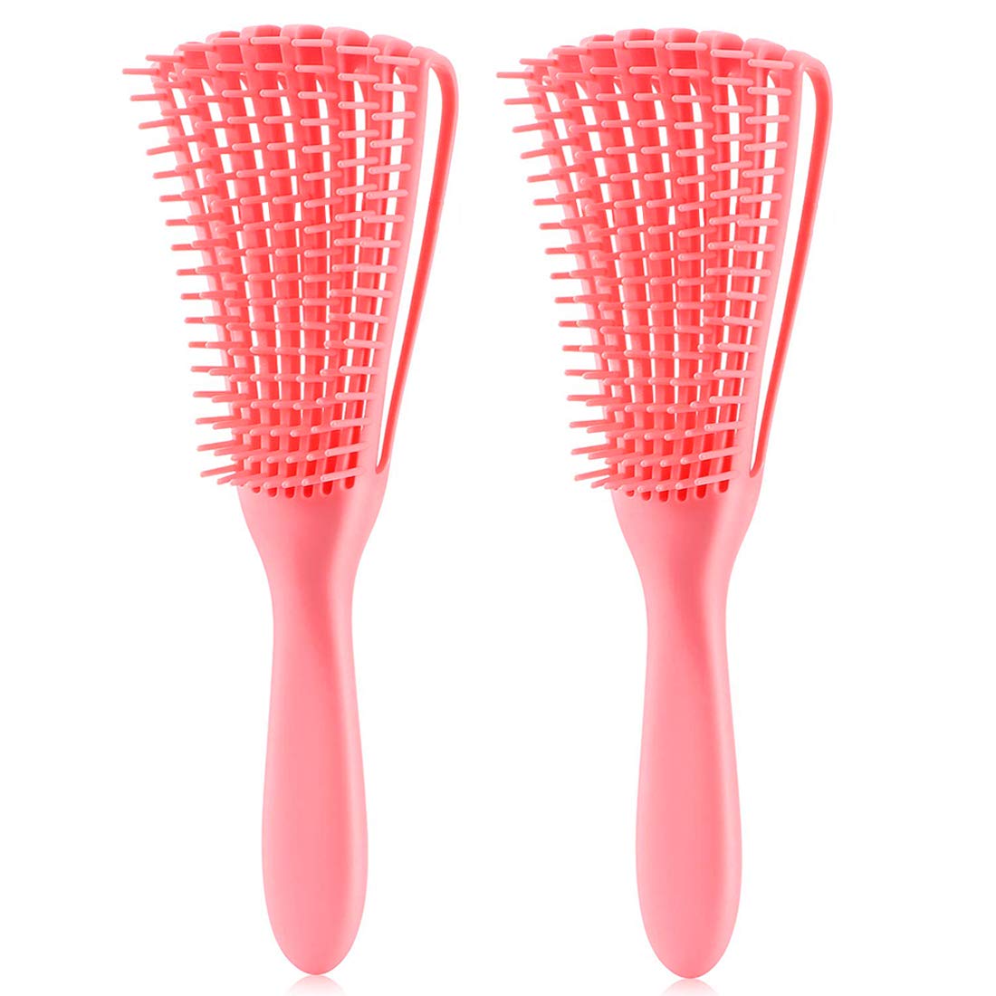 Hair Brush for Afro America/African Hair Textured 3a to 4c Kinky Wavy/Curly/Coily/Wet/Dry/Oil/Thick/Long Hair, Detangling Brush for Women (2 pcs, Pink-Black)