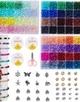 72 Colors 6Mm Glass Beads for Jewelry Making,3000Pcs+ round Crystal Glass Beads Bracelet Making Kit with Accessories, Bead Starter Kit Crafts Gifts Set Suitable for Teen Adults