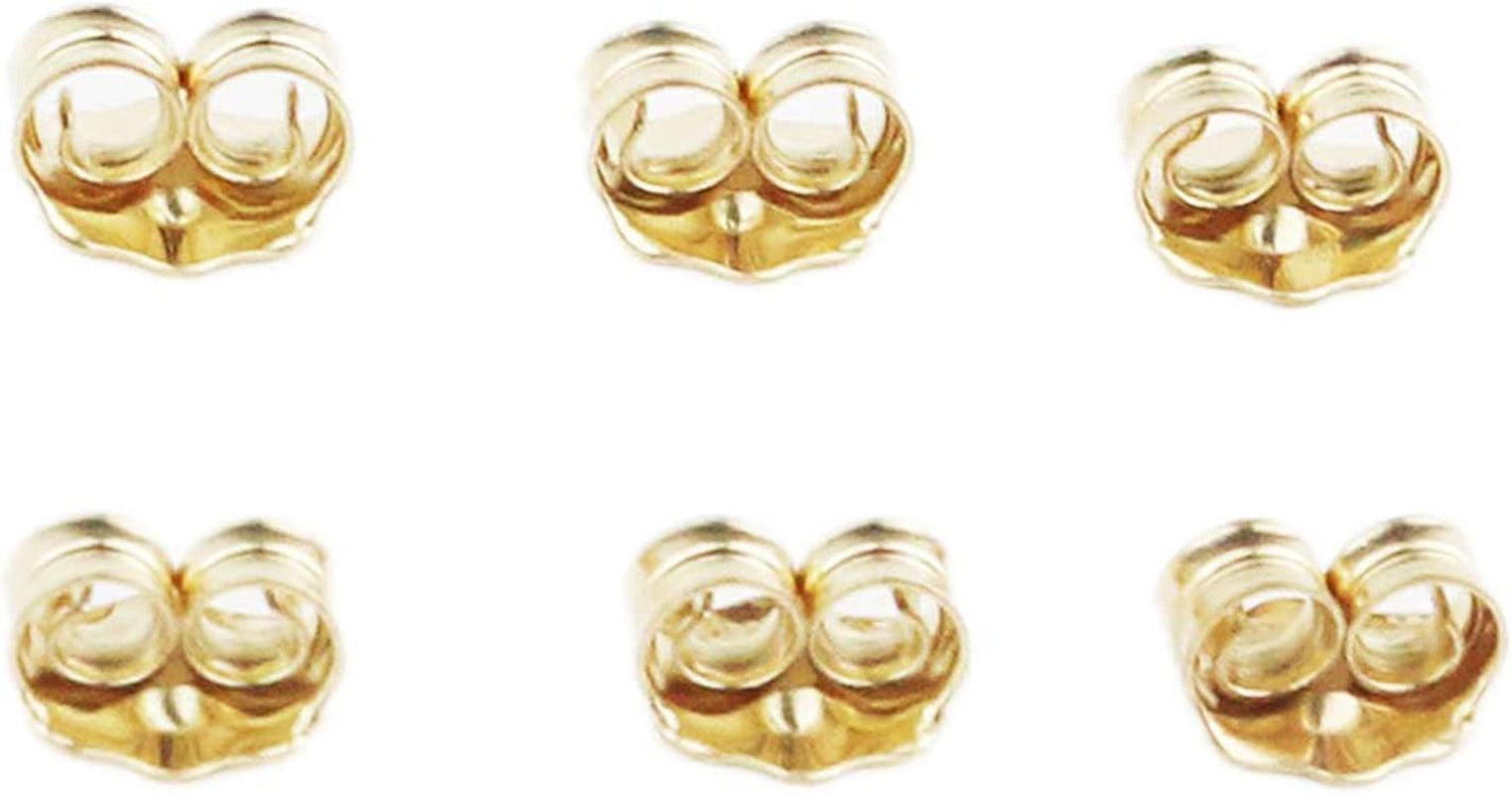 14K Gold Earring Backs Yellow Ear Locking for Stud Ear Rings (3 Pairs)