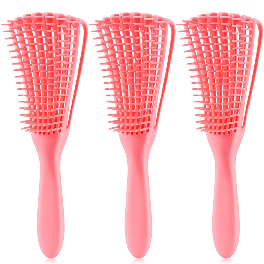 Hair Brush for Afro America/African Hair Textured 3a to 4c Kinky Wavy/Curly/Coily/Wet/Dry/Oil/Thick/Long Hair, Detangling Brush for Women (2 pcs, Pink-Black)