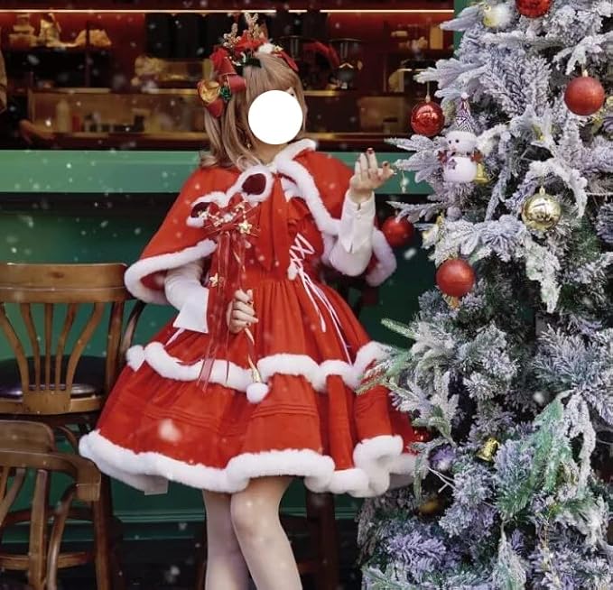 Winter Velvet Noel™ – Women’s Christmas Dress, Skirt &amp; Hooded Cloak Set