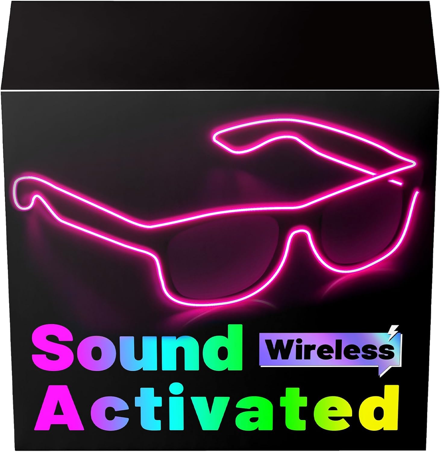 YouRfocus Sound Activated LED Wireless Light up Glasses, Neon Glasses Glow in the Dark for Rave Party, EDM