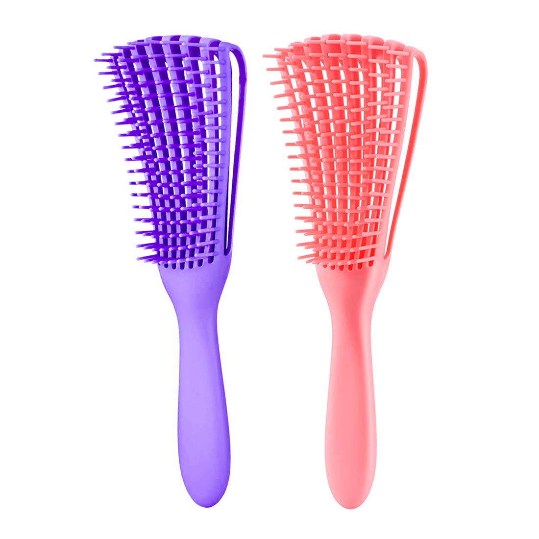 Hair Brush for Afro America/African Hair Textured 3a to 4c Kinky Wavy/Curly/Coily/Wet/Dry/Oil/Thick/Long Hair, Detangling Brush for Women (2 pcs, Pink-Black)