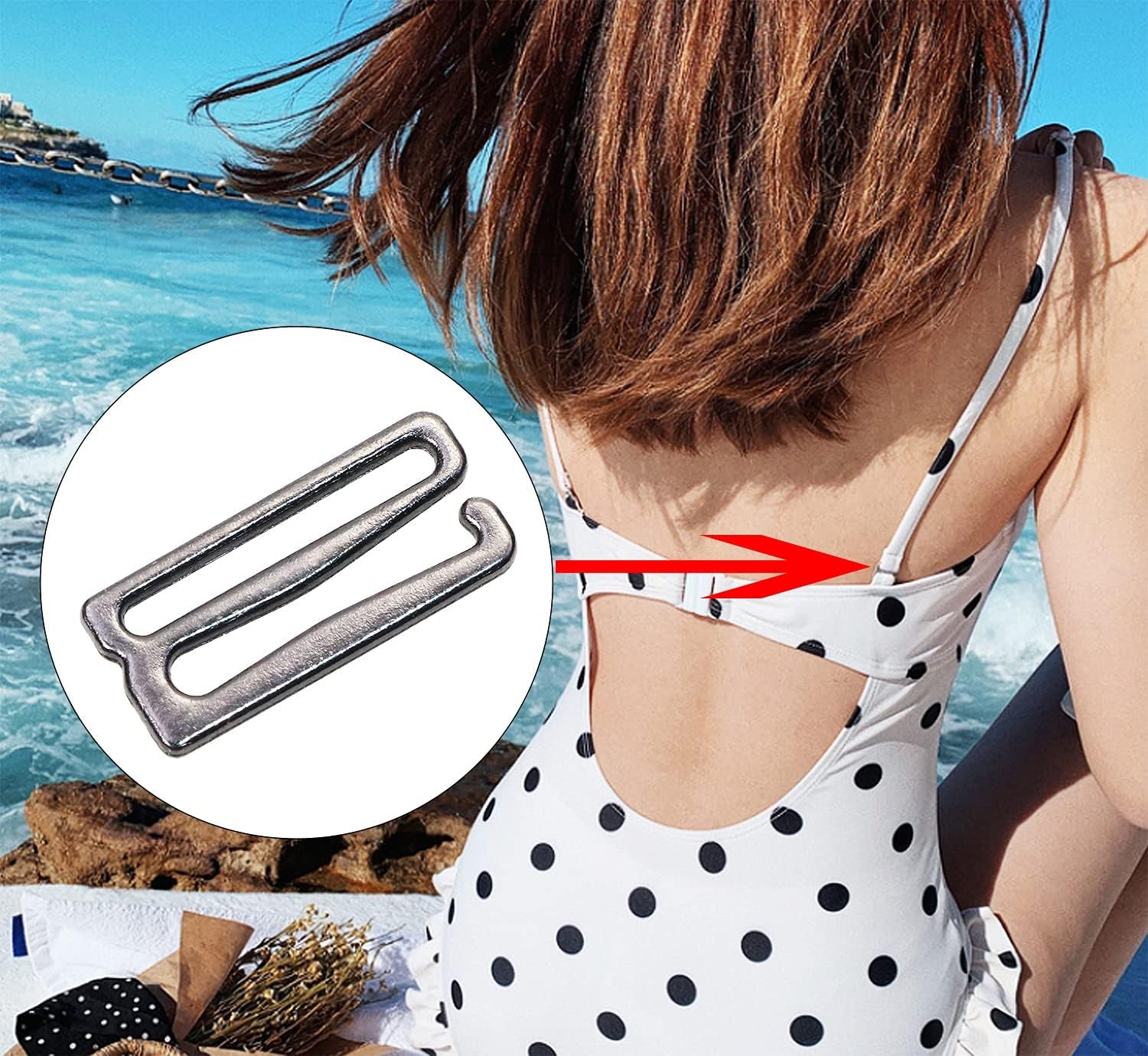 40PCS Metal Bra Strap Hooks for Sewing Bikini Halter Tops Bathing Suit Clips Clasp Swimsuit Adjustment Slides for Lingerie Slip Dress Camisole, 18Mm and 25Mm, Rose Gold and Metallic Black