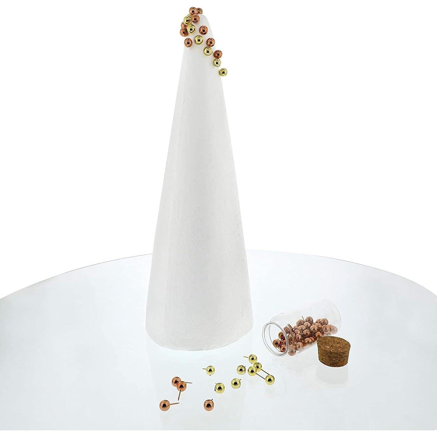 2 Pack Foam Cones for Crafts, DIY Art Projects, Handmade Gnomes, Trees, Holiday Decorations (5.25X14.5, White)