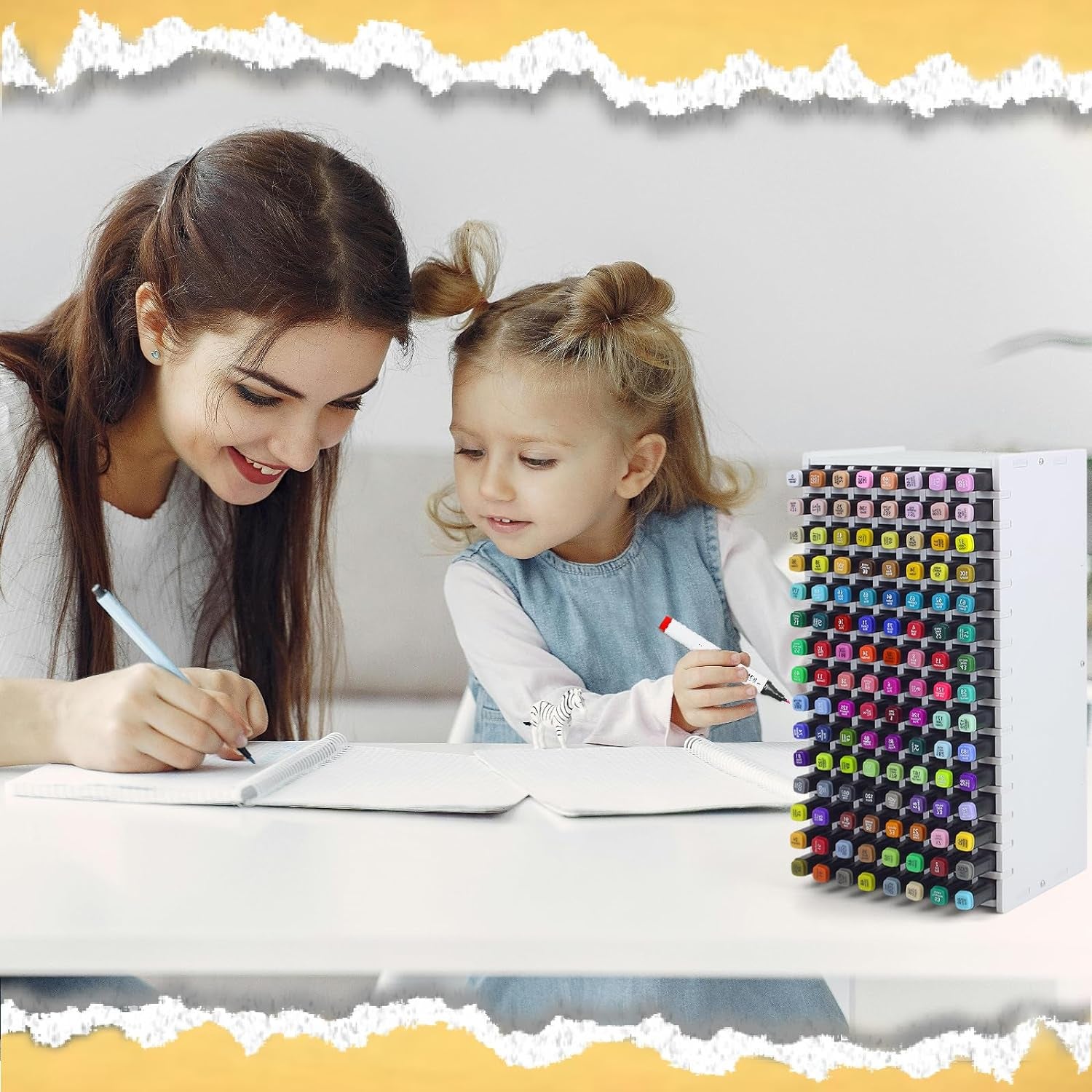 Marker Storage Organizer, Marker Holder Organizer for 120 Markers, Marker Organizer for Desk, Art Marker Storage Rack to Storing Markers, Colored Pens (120 Holes) (Pen Not Included)