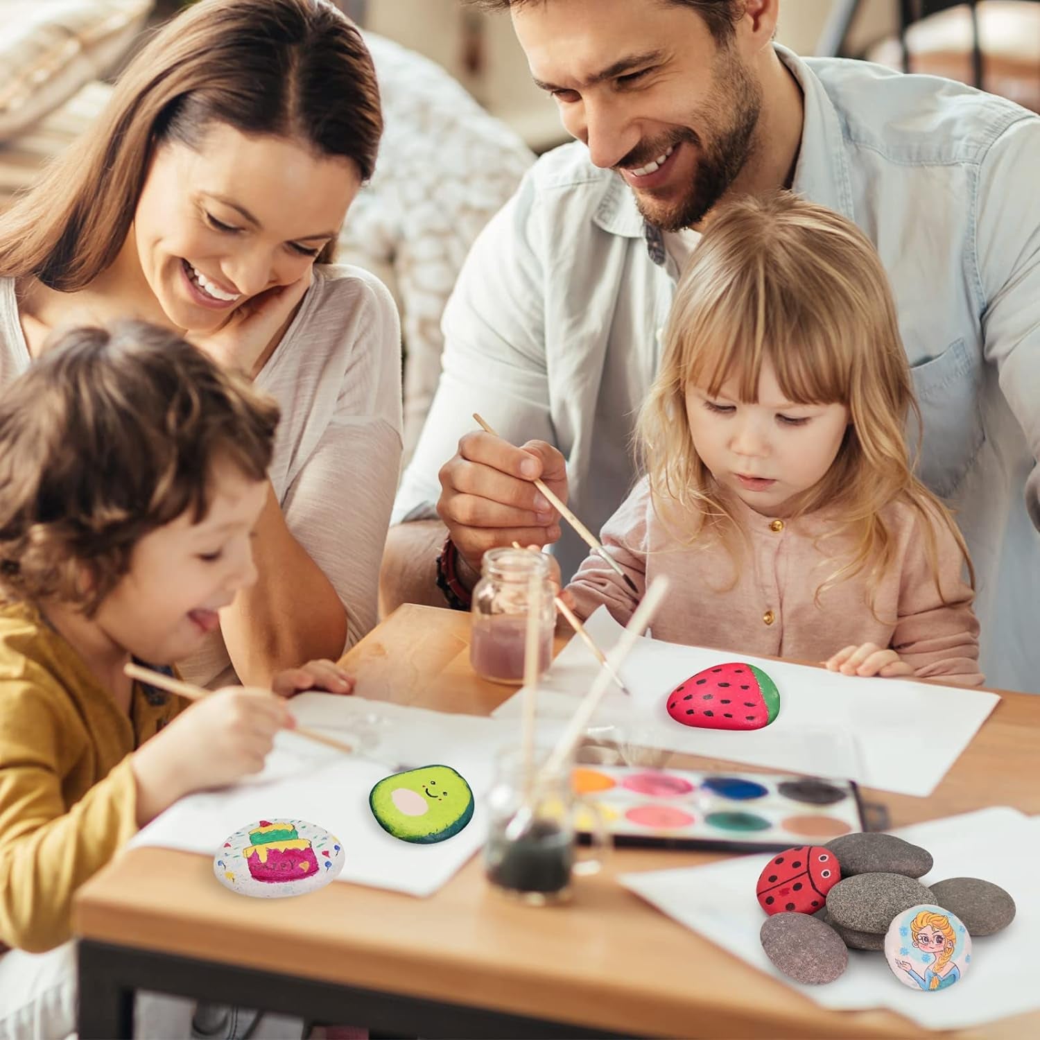 24Pcs River Rocks for Painting- 2-4 in Extra Large Hand Picked Rock-Thick-Flat-Smooth Painting Rocks- Perfect for DIY, Kids Crafts, Kindness Stone, Garden & Home Decor, Holiday Easter Gift