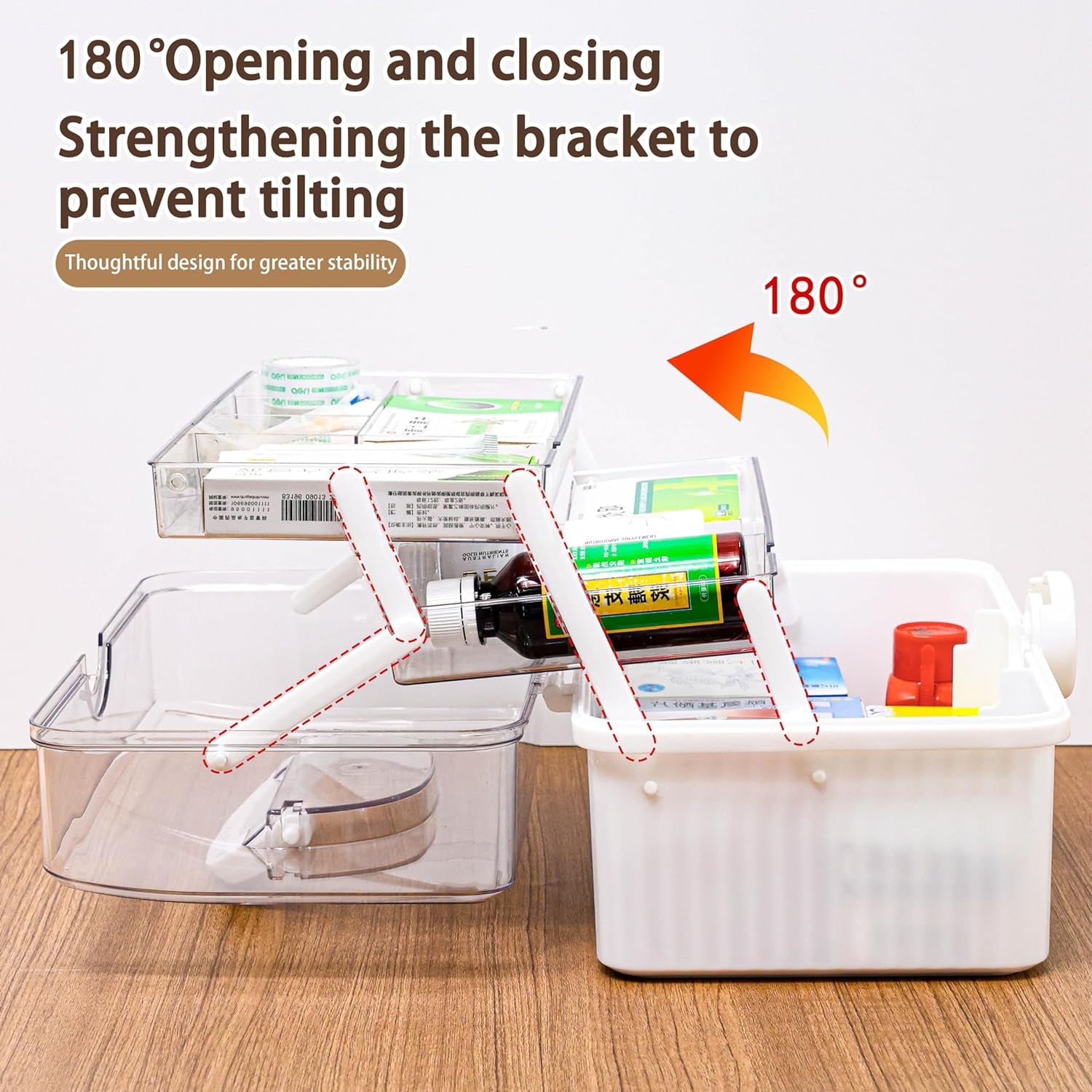 13 Inch Art Craft Organizer Storage Box with 2 Tier,Multifunctional Plastic Sewing Supplies and Tool Box with Handle for Sewing,Medicine,Nail,Hair Accessories Makeup Organizer and Family First Aid Box