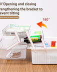 13 Inch Art Craft Organizer Storage Box with 2 Tier,Multifunctional Plastic Sewing Supplies and Tool Box with Handle for Sewing,Medicine,Nail,Hair Accessories Makeup Organizer and Family First Aid Box