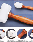 Leather Carving Hammer 2 Pieces, Leathercraft Mallet, Nylon Wood Handle Hammer, Leather Carving Hammer Mallet for DIY Stamping Sew Leather Cowhide Tool(1 T Hammer + 1 Vertical Hammer)