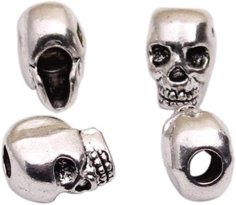 50 PCS Tibet Silver 4Mm Macroporous Skull Spacer Beads Great DIY Accessories for Jewelry Making Supplies in Bulk