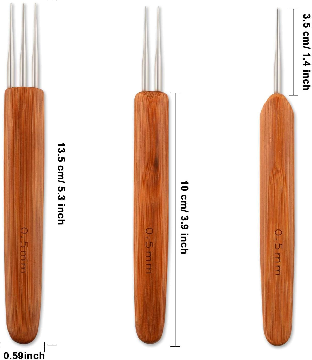 6 Pieces Dreadlock Crochet Hook 0.5Mm 0.75 Mm Needle Weaving Crochet, Include 1 Hook, 2 Hooks, 3 Hooks for Braid Craft