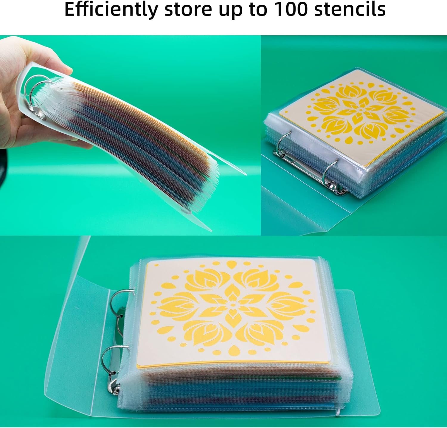 Cookie Stencil Storage Binder, Stamp & Die Cut Storage Binder with 50 Clear Sheet Protectors Holds 6"X6" Size - Clear Binder with D-Rings for Scrapbooking Die-Cuts, Embossing Folders Organizer