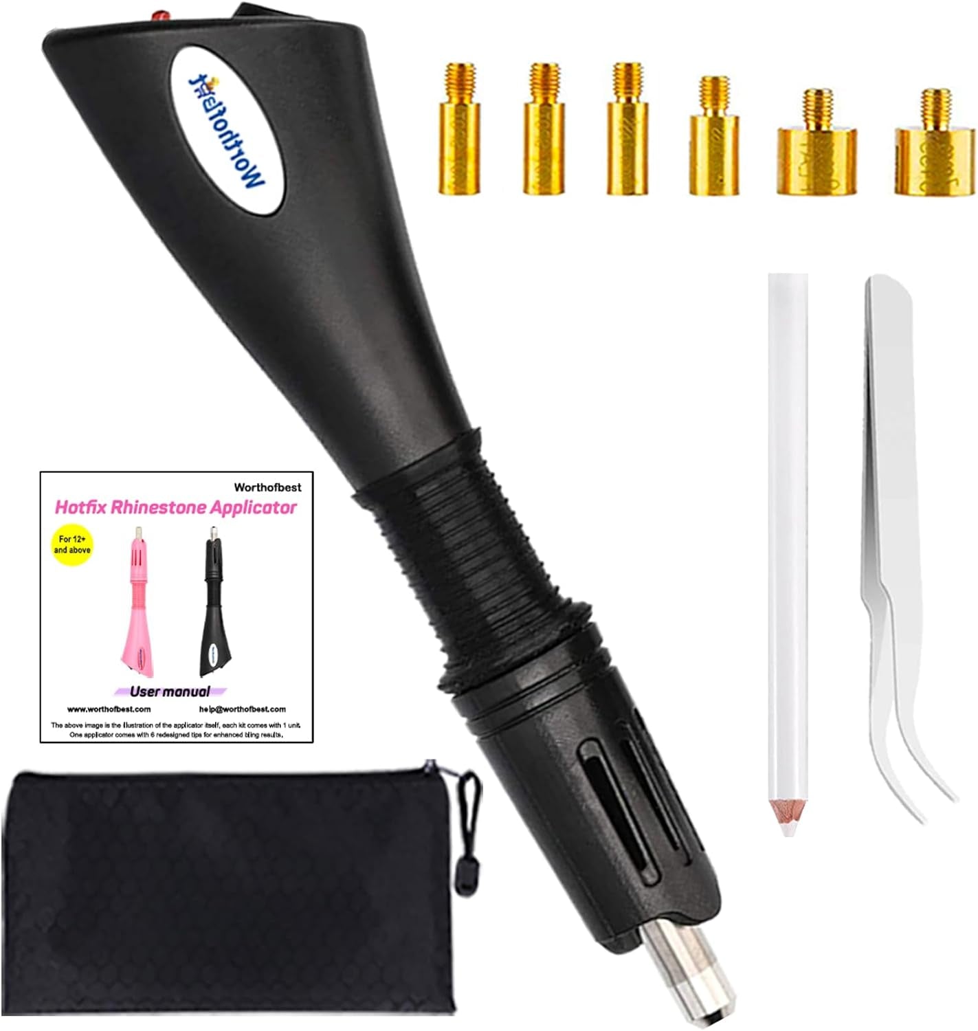 Hotfix Rhinestone Applicator, Rhinestone Applicator Tool for Fabric, Shoes, Tulle, Skirt, Crochet, Knit, Polyester, Linen, Suede, Wool, PVC, Cotton, Corduroy and More