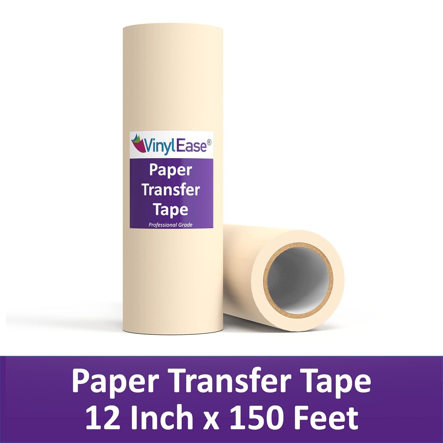 12 Inch X 150 Feet Roll of Paper Transfer Tape with a Medium Tack Layflat Adhesive. Works with a Variety of Vinyl. Great for Decals, Signs, Wall Words and More. V0844