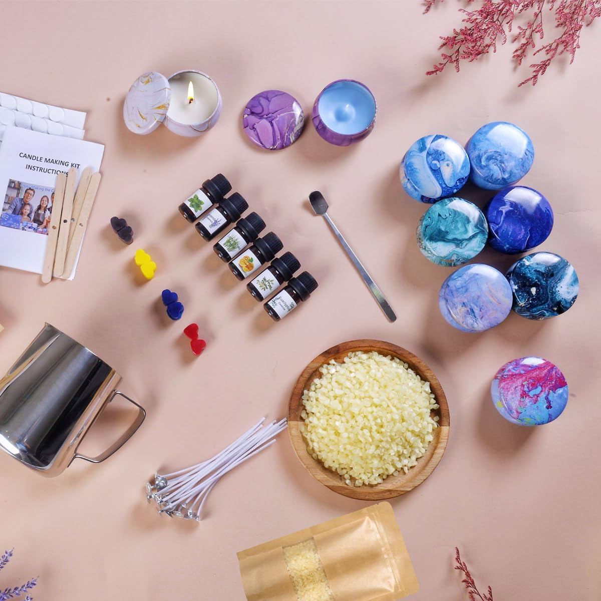 Candles Making Kit for Adult - Christmas DIY Gift for Kid and Beginner, Includes Beeswax, Essential Oils, Dyes, and More DIY Candle Making Supplies