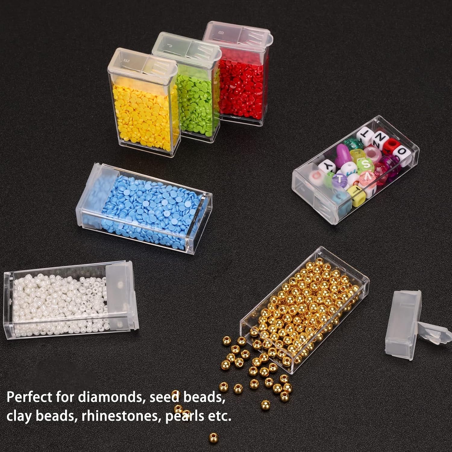 3Pcs 64 Grids Diamond Painting Storage Containers 5D Beads Organizer with Diamond Painting Accessories Stickers for Bead Storage Diamonds DIY Art Craft Storage