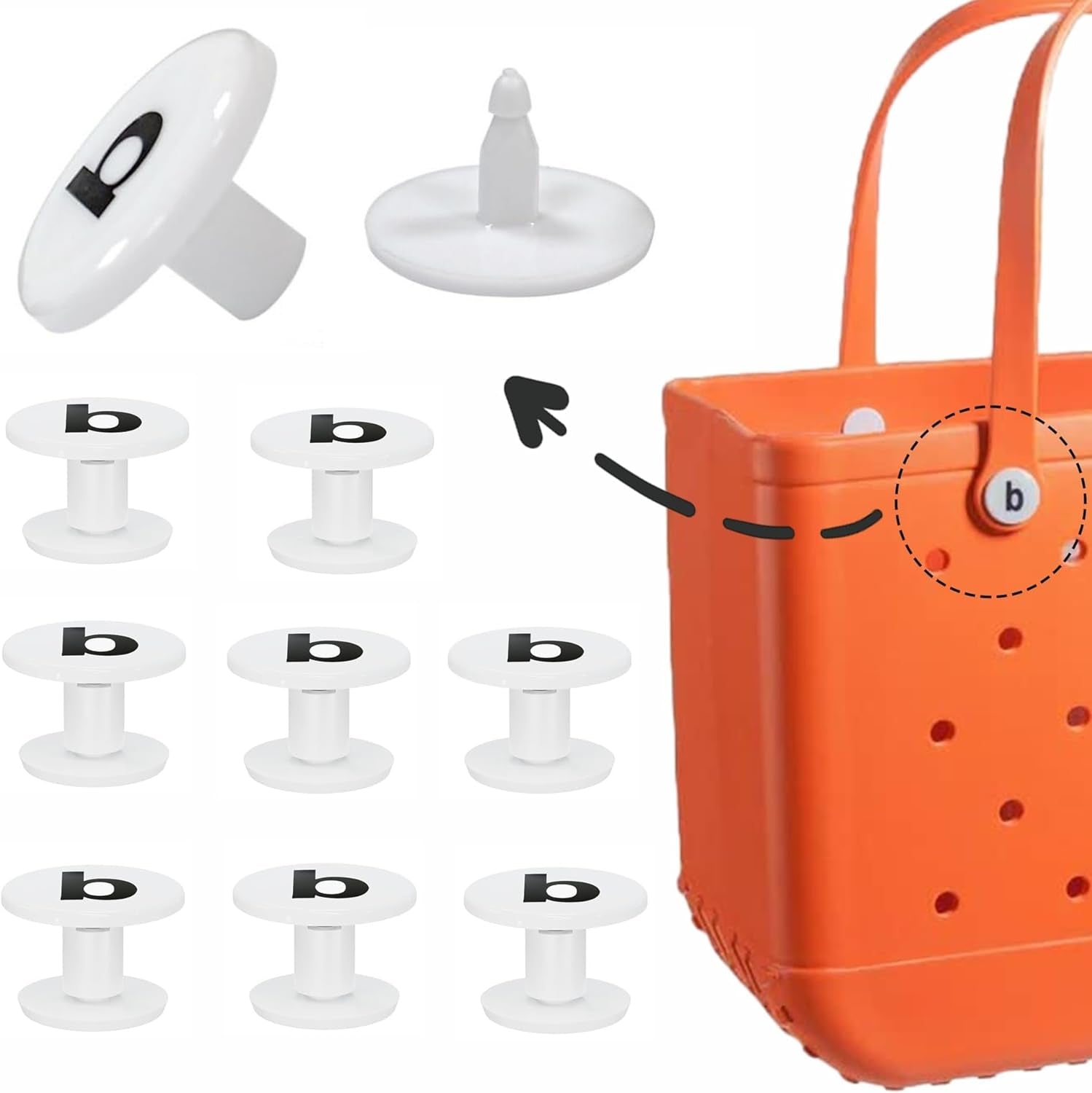 Replacement Buttons for Bogg Bag, 8 Pcs Rubber Beach Bag Replacement Rivets for Handle Strap, Repair Rivets Compatible with Bogg Bag and Most Beach Tote Handles