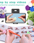 Crochet Kit for Beginners Kids Adults - Amigurumi Crocheting Animal Kits, Beginner Knitting Set DIY Art Craft, 3 Pattern Owl, Penguin, Frog, Easy to Learn Tutorials, Yarns, Hook, for Girls Age 12+