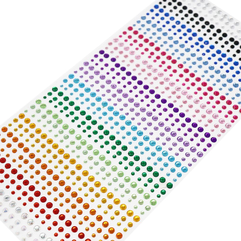 1800 Pieces 3Mm 4Mm 5Mm Multicolor Bling Rhinestone Sticker 2 Sheets Gem Diamond Self Adhesive