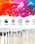 Paint Brushes Set of 24 Pieces Wooden Handles Brushes with Canvas Brush Case, Professional for Oil, Acrylic and Watercolor Painting