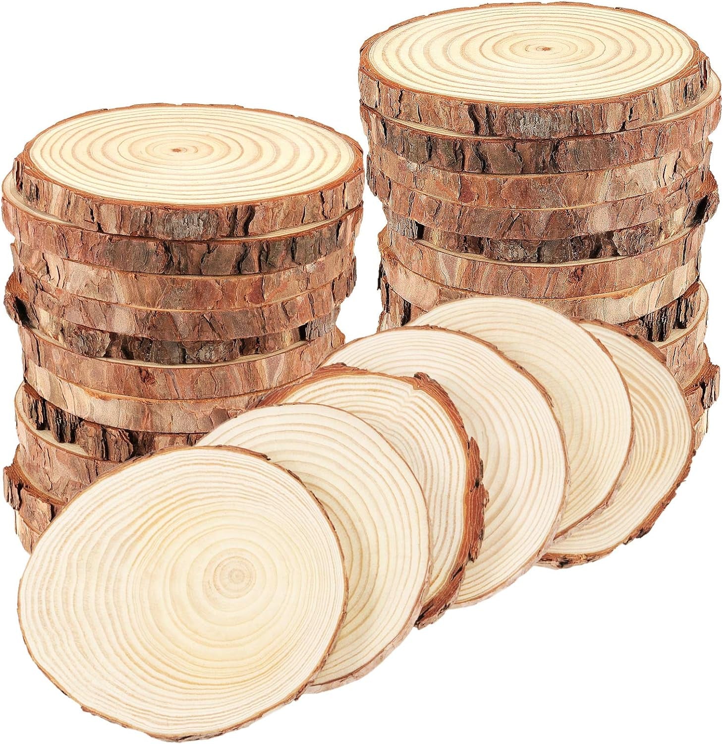 12 Pcs 6-7 Inch Wood Slices for Crafts, Unfinished Wood Rounds with Bark, round Wooden Discs Circles for Christmas Ornaments Wedding Rustic Decoration DIY Handcrafts Arts